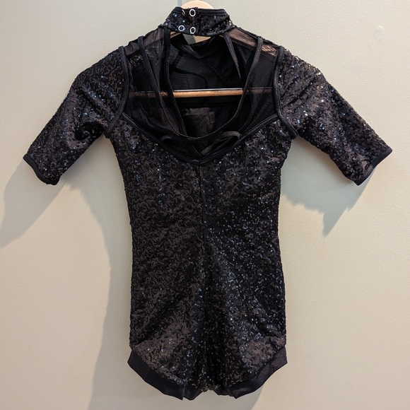 Weissman One Piece Black Sequin Jazz/ Theatre Dance Costume Adult Small - Picture 3 of 3